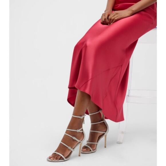 NIB Stuart Weitzman Nudist 8.5 Crystal Buckle Sandals 100mm Silver Glitter $625 - Picture 3 of 14